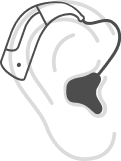 a white hearing aid outline
